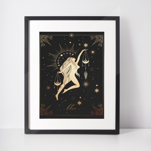 Libra Wall Art Celestial Zodiac Horoscope Illustration Print Poster Unframed - Picture 7 of 17